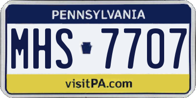 PA license plate MHS7707