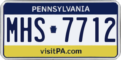 PA license plate MHS7712