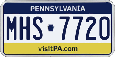 PA license plate MHS7720