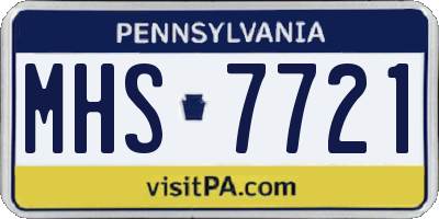 PA license plate MHS7721