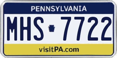 PA license plate MHS7722