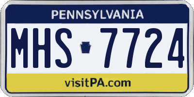 PA license plate MHS7724
