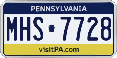 PA license plate MHS7728