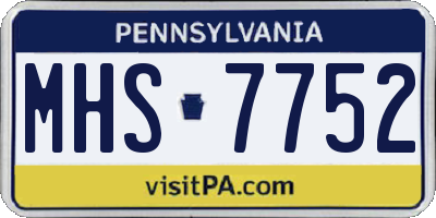 PA license plate MHS7752