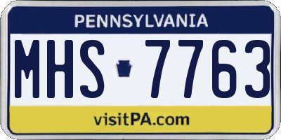 PA license plate MHS7763