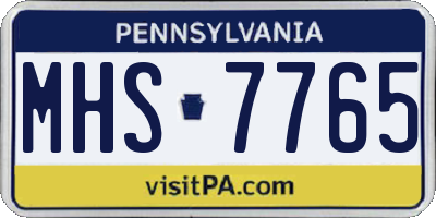 PA license plate MHS7765