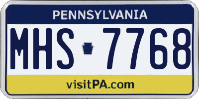 PA license plate MHS7768