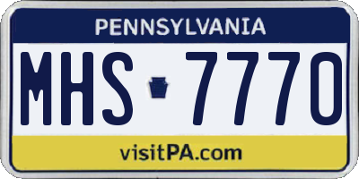 PA license plate MHS7770