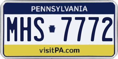 PA license plate MHS7772