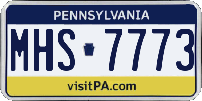 PA license plate MHS7773