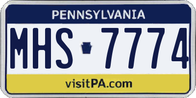 PA license plate MHS7774