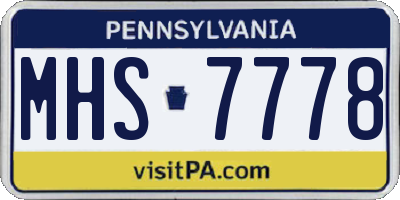 PA license plate MHS7778