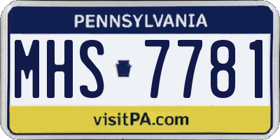 PA license plate MHS7781