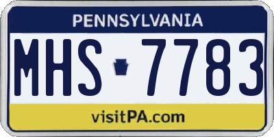 PA license plate MHS7783