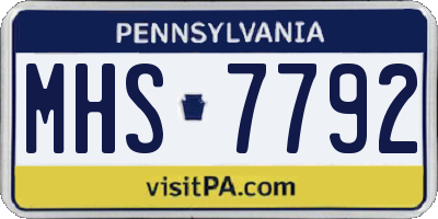 PA license plate MHS7792