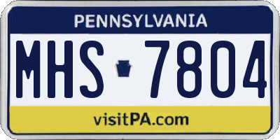 PA license plate MHS7804