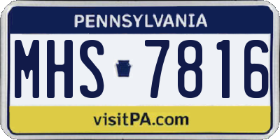 PA license plate MHS7816