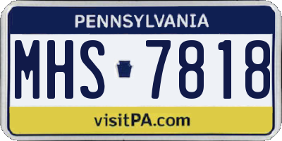 PA license plate MHS7818