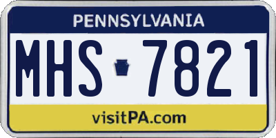 PA license plate MHS7821