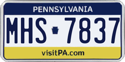 PA license plate MHS7837