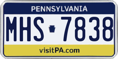 PA license plate MHS7838
