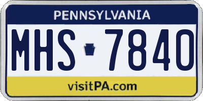 PA license plate MHS7840