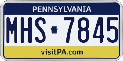 PA license plate MHS7845
