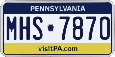 PA license plate MHS7870