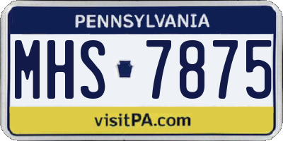 PA license plate MHS7875