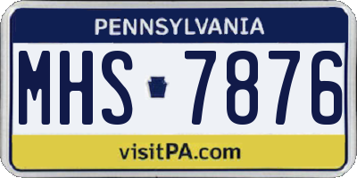PA license plate MHS7876