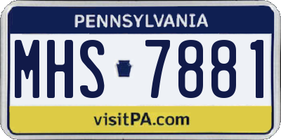 PA license plate MHS7881