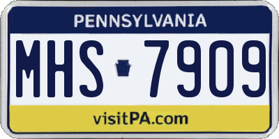 PA license plate MHS7909