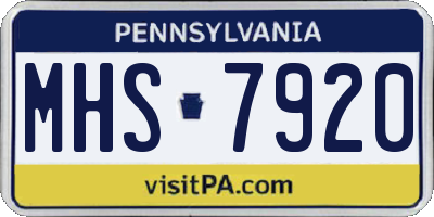 PA license plate MHS7920