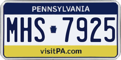 PA license plate MHS7925