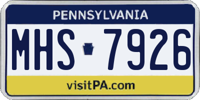 PA license plate MHS7926