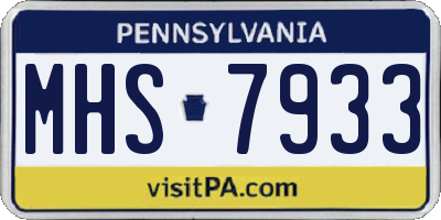 PA license plate MHS7933