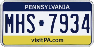 PA license plate MHS7934