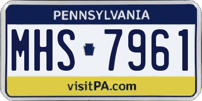PA license plate MHS7961