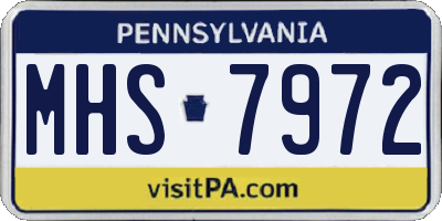 PA license plate MHS7972