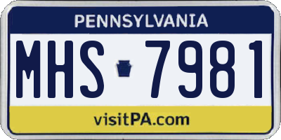 PA license plate MHS7981
