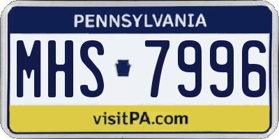 PA license plate MHS7996