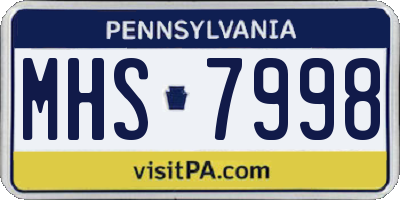 PA license plate MHS7998