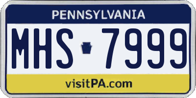 PA license plate MHS7999