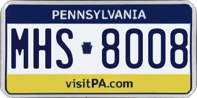 PA license plate MHS8008