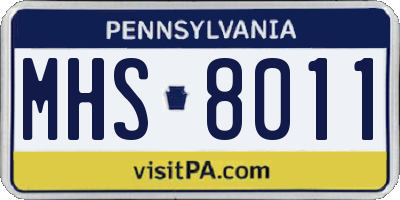 PA license plate MHS8011