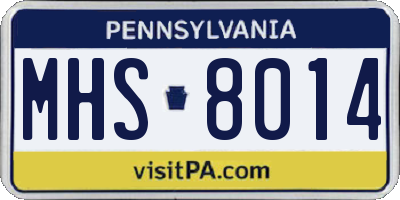 PA license plate MHS8014