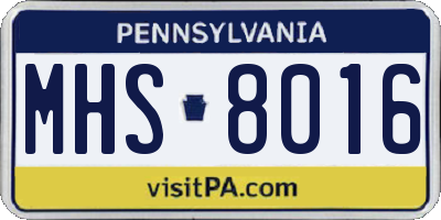 PA license plate MHS8016