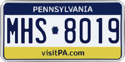 PA license plate MHS8019