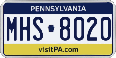 PA license plate MHS8020