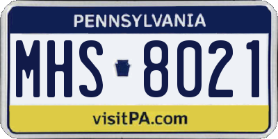 PA license plate MHS8021